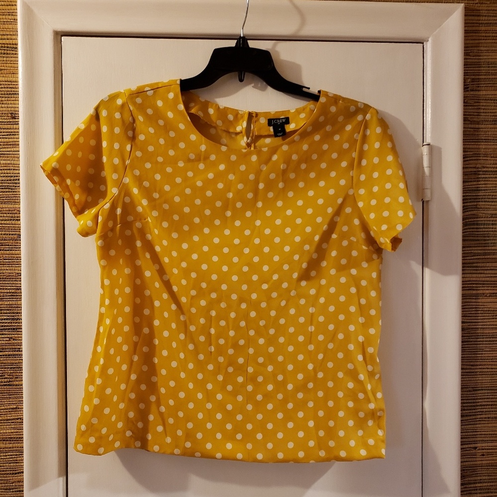 J. Crew Women Yellow Short Sleeve Blouse
